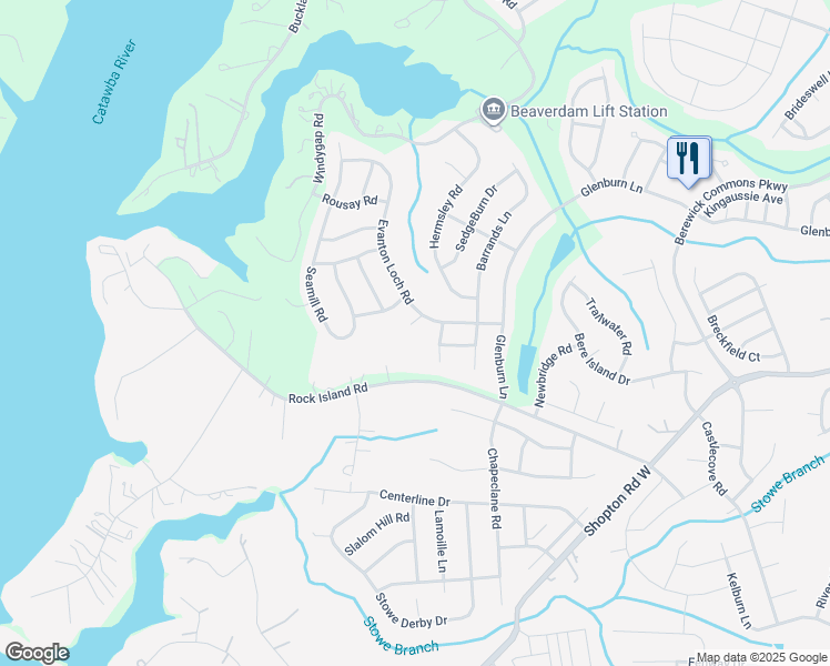 map of restaurants, bars, coffee shops, grocery stores, and more near 10503 Hawick Court in Charlotte