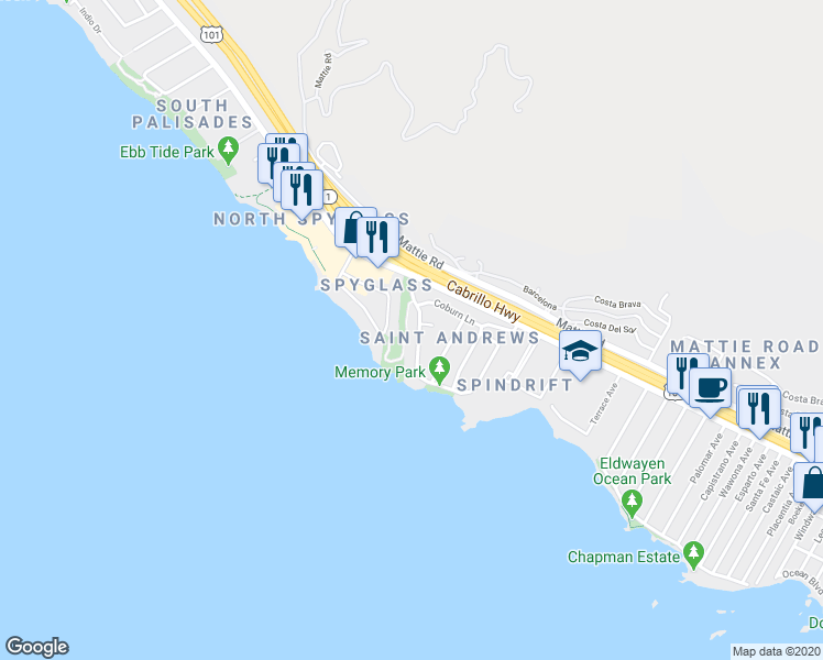 map of restaurants, bars, coffee shops, grocery stores, and more near 134 Seacliff Drive in Pismo Beach