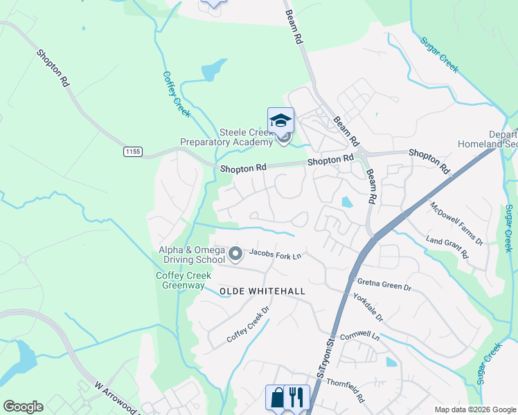 map of restaurants, bars, coffee shops, grocery stores, and more near in Charlotte