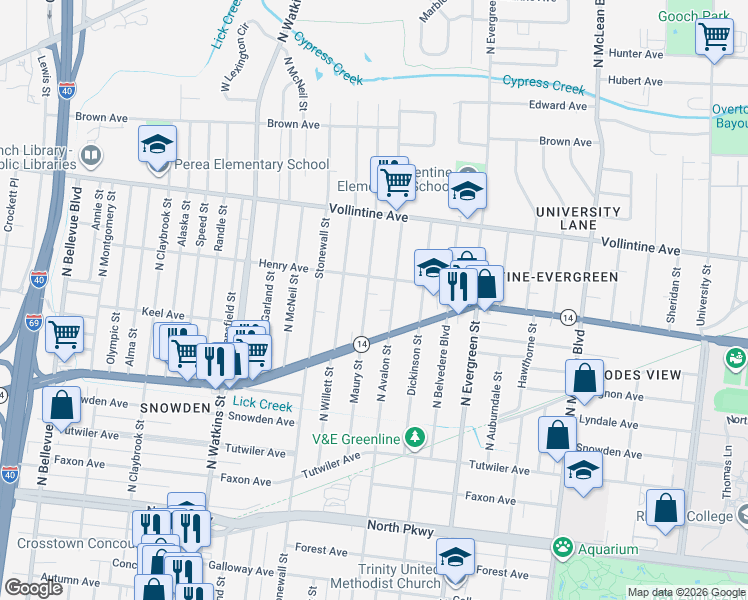 map of restaurants, bars, coffee shops, grocery stores, and more near 839 Maury Street in Memphis