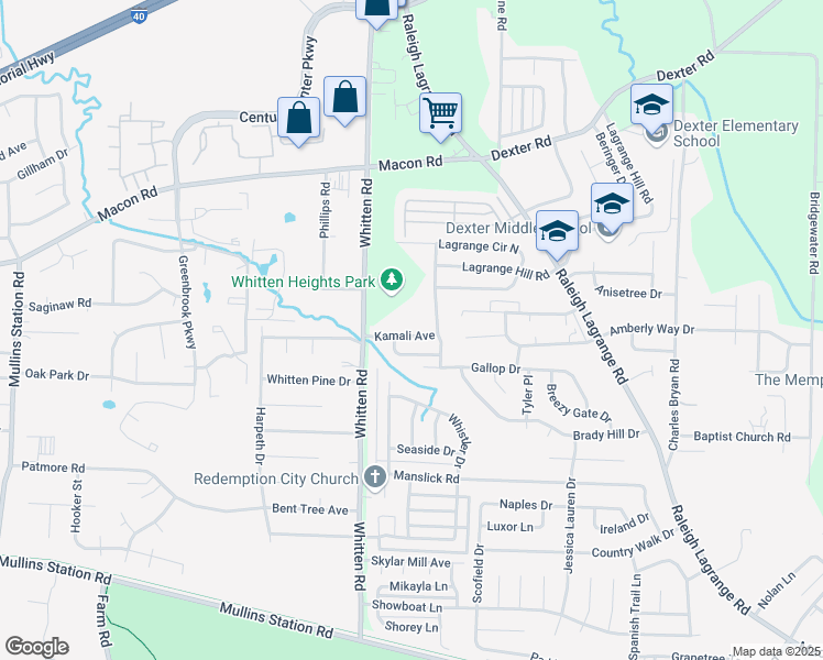 map of restaurants, bars, coffee shops, grocery stores, and more near 6832 Kamali Avenue in Shelby County