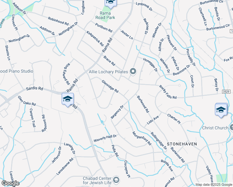 map of restaurants, bars, coffee shops, grocery stores, and more near 6201 Glenridge Road in Charlotte