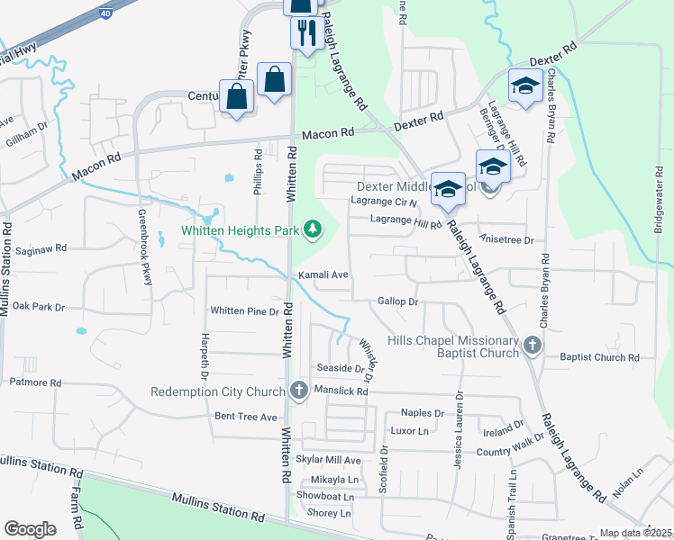 map of restaurants, bars, coffee shops, grocery stores, and more near 6832 Kamali Avenue in Shelby County