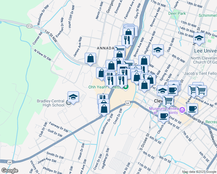 map of restaurants, bars, coffee shops, grocery stores, and more near 202 Grove Ave SW in Cleveland