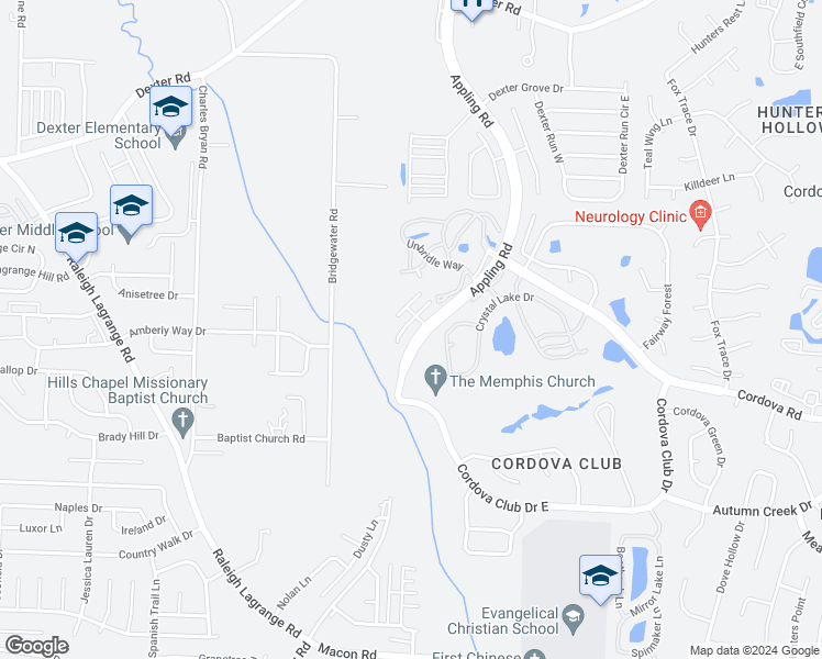 map of restaurants, bars, coffee shops, grocery stores, and more near 1323 Appling Road in Shelby County