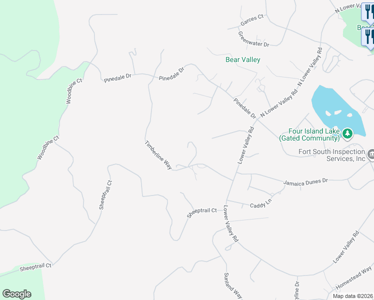 map of restaurants, bars, coffee shops, grocery stores, and more near 23580 Timberline Way in Tehachapi