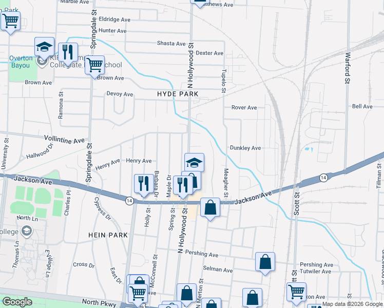 map of restaurants, bars, coffee shops, grocery stores, and more near 944 Birch Street in Memphis