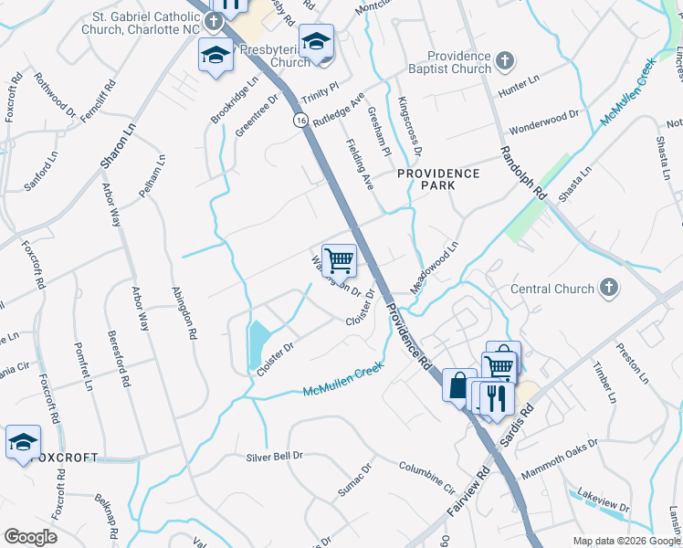map of restaurants, bars, coffee shops, grocery stores, and more near 635 Edgemont Road in Charlotte