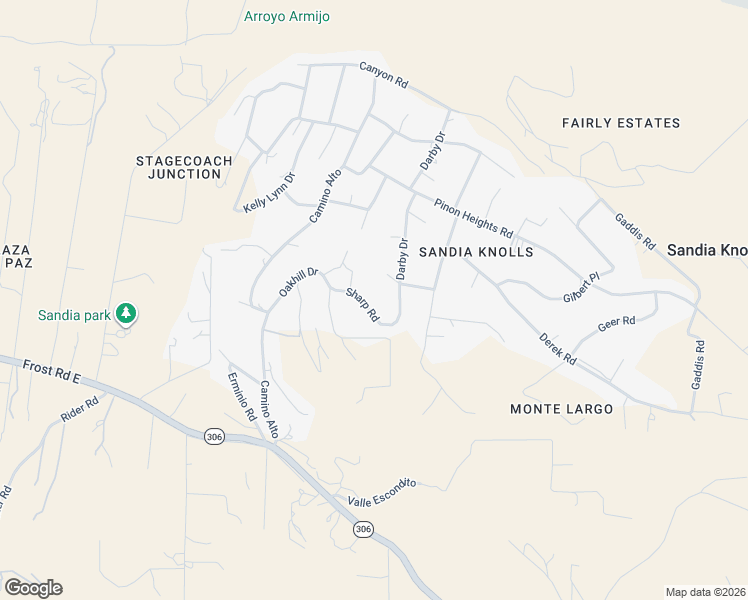 map of restaurants, bars, coffee shops, grocery stores, and more near 9 Sharp Road in Sandia Park