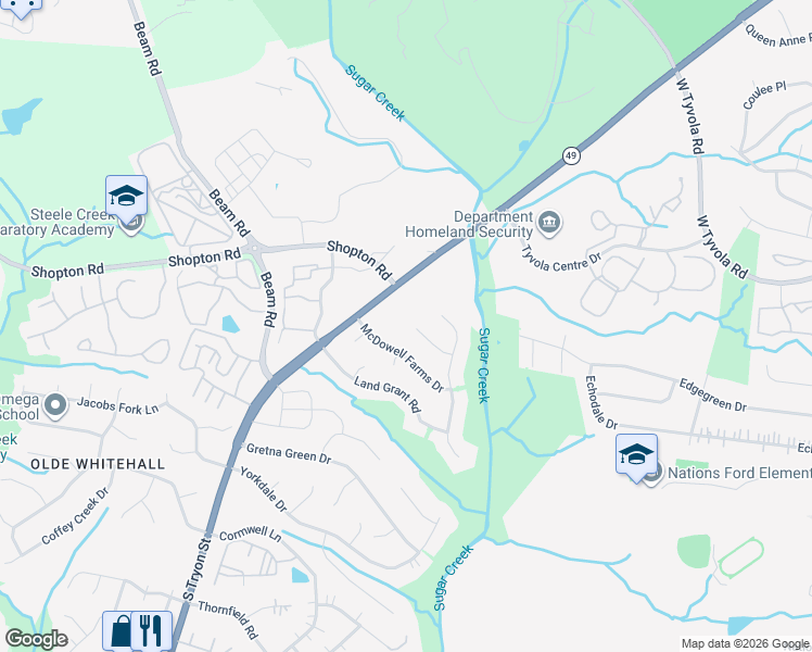 map of restaurants, bars, coffee shops, grocery stores, and more near 1145 Cureton Place in Charlotte