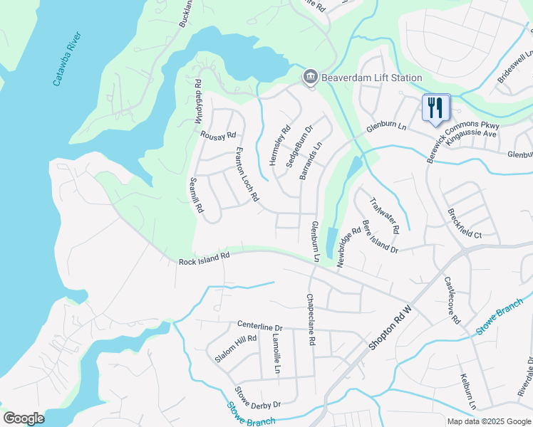 map of restaurants, bars, coffee shops, grocery stores, and more near 10503 Hawick Ct in Charlotte