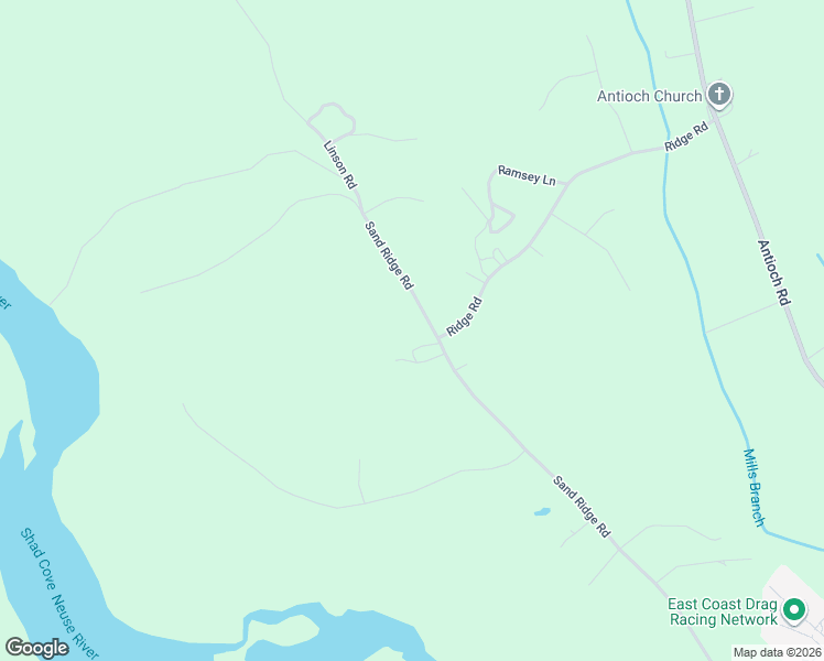 map of restaurants, bars, coffee shops, grocery stores, and more near 5113 Sand Ridge Road in New Bern