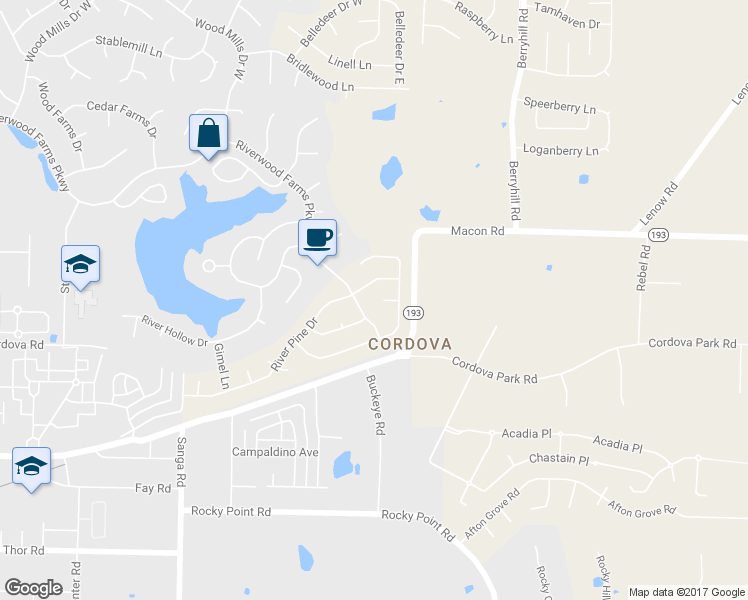 map of restaurants, bars, coffee shops, grocery stores, and more near 8982 Quick River Cove in Shelby County