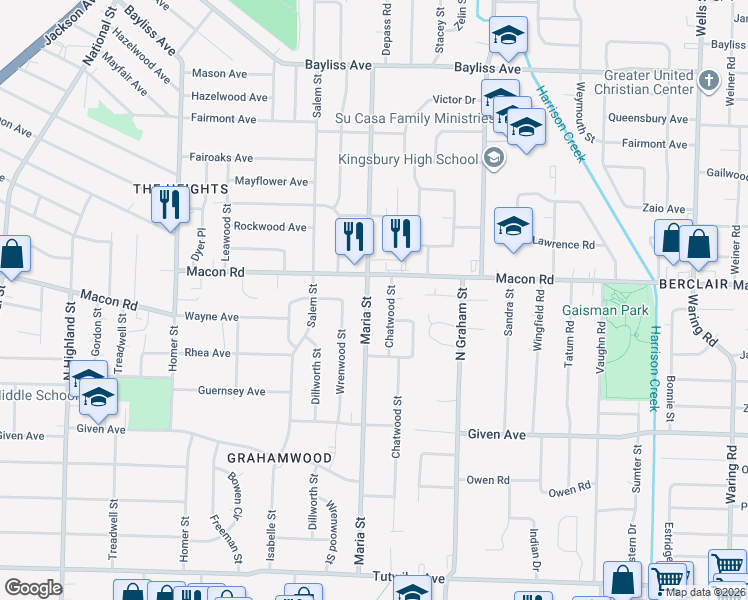 map of restaurants, bars, coffee shops, grocery stores, and more near 1092 Maria St in Memphis