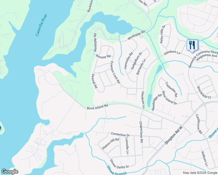 map of restaurants, bars, coffee shops, grocery stores, and more near 10637 Bedlington Road in Charlotte