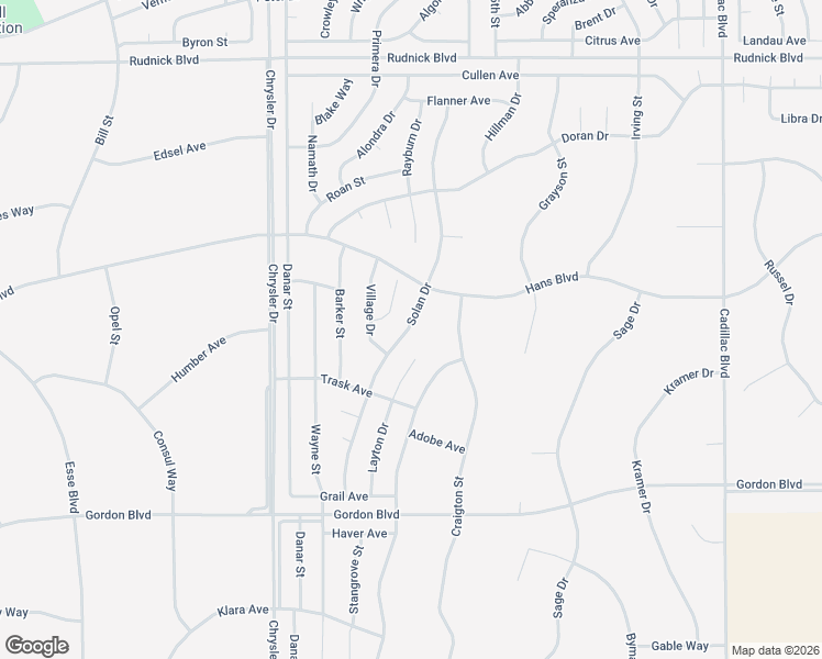 map of restaurants, bars, coffee shops, grocery stores, and more near Solan Drive in California City