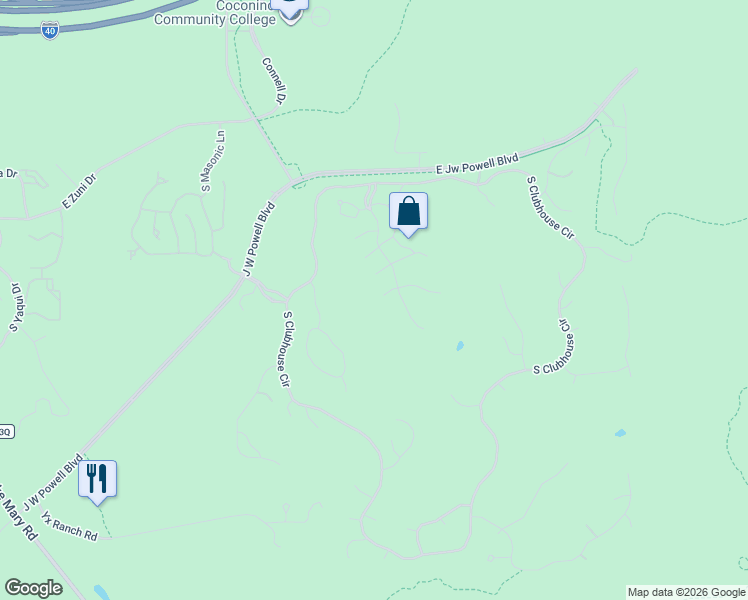 map of restaurants, bars, coffee shops, grocery stores, and more near 1694 East Elysian Court in Flagstaff