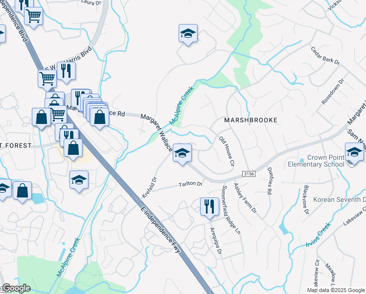 map of restaurants, bars, coffee shops, grocery stores, and more near 9786 Old Gate Drive in Matthews