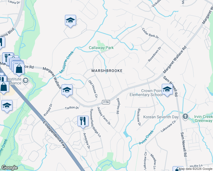 map of restaurants, bars, coffee shops, grocery stores, and more near in Charlotte