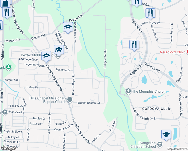 map of restaurants, bars, coffee shops, grocery stores, and more near 1326 Chatman Cove in Shelby County