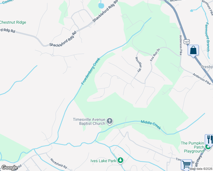 map of restaurants, bars, coffee shops, grocery stores, and more near 3413 Cloudcrest Trail in Signal Mountain