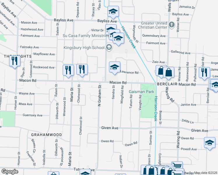 map of restaurants, bars, coffee shops, grocery stores, and more near 4039 Graham Oaks Court in Memphis