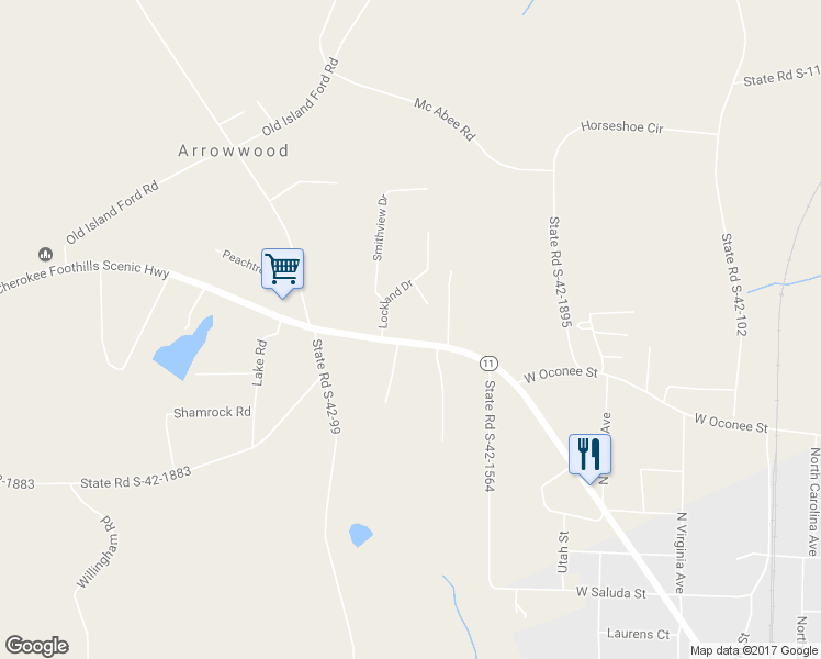 map of restaurants, bars, coffee shops, grocery stores, and more near 1094 South Carolina 11 in Chesnee
