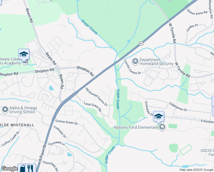 map of restaurants, bars, coffee shops, grocery stores, and more near 6405 Mounting Rock Road in Charlotte