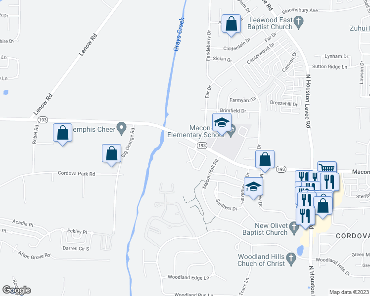 map of restaurants, bars, coffee shops, grocery stores, and more near 1200 Jackson Pond Circle in Shelby County