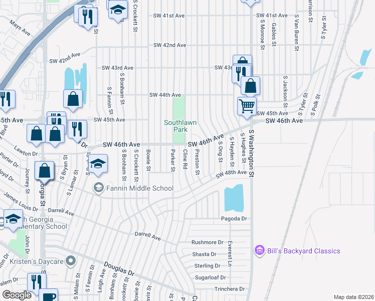 map of restaurants, bars, coffee shops, grocery stores, and more near 4606 Cline Road in Amarillo