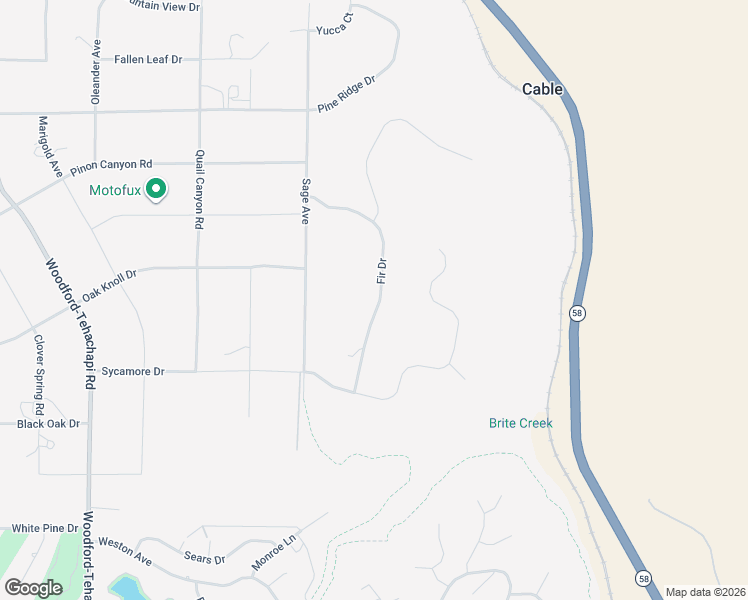 map of restaurants, bars, coffee shops, grocery stores, and more near 23501 Fir Drive in Tehachapi