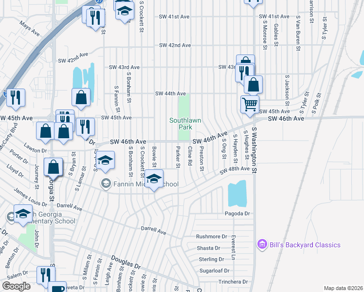 map of restaurants, bars, coffee shops, grocery stores, and more near 4606 Cline Road in Amarillo