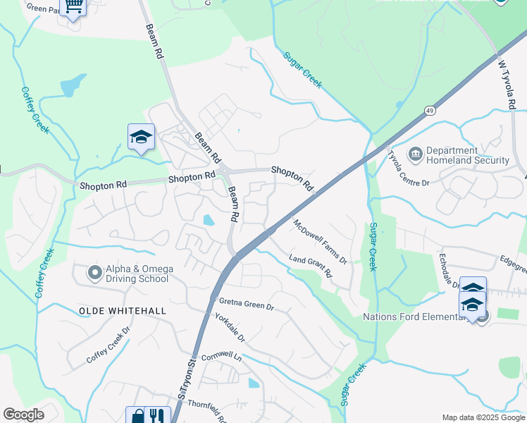 map of restaurants, bars, coffee shops, grocery stores, and more near in Charlotte