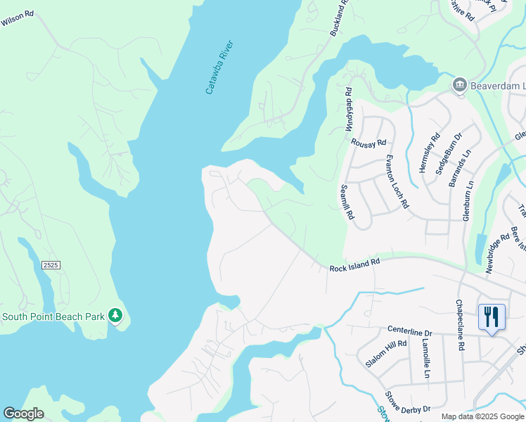 map of restaurants, bars, coffee shops, grocery stores, and more near 7332 Lakefront Drive in Charlotte