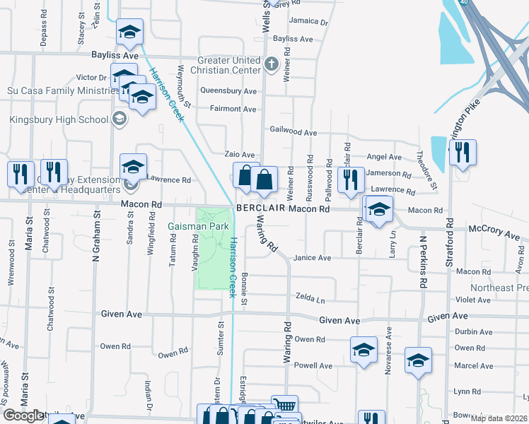 map of restaurants, bars, coffee shops, grocery stores, and more near in Memphis