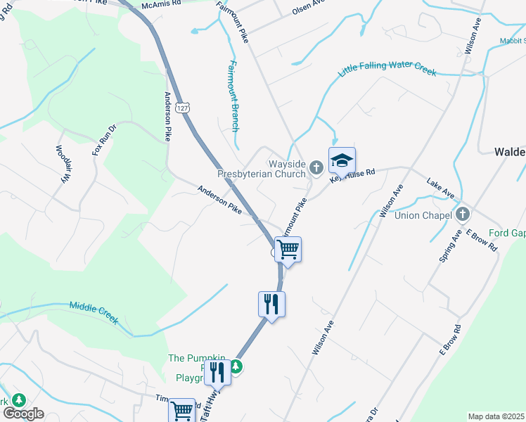 map of restaurants, bars, coffee shops, grocery stores, and more near 2600 Taft Highway in Signal Mountain