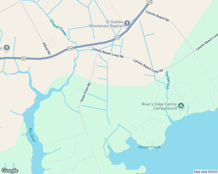 map of restaurants, bars, coffee shops, grocery stores, and more near 263 Swan Point Road in Bayboro
