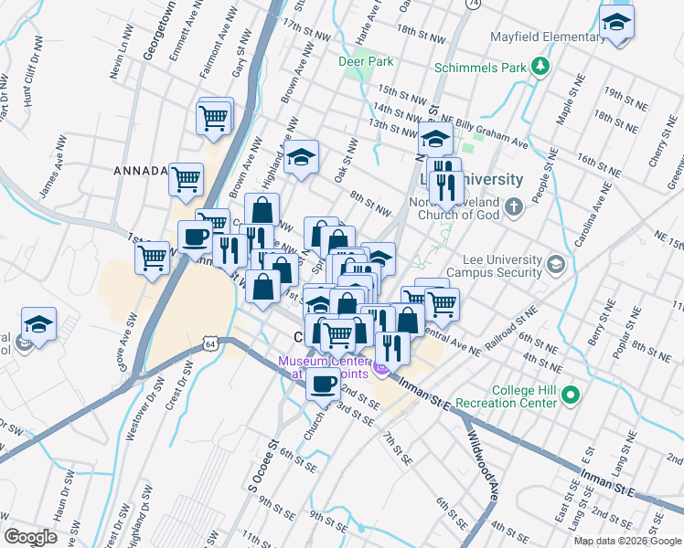 map of restaurants, bars, coffee shops, grocery stores, and more near 360 Worth Street Northwest in Cleveland