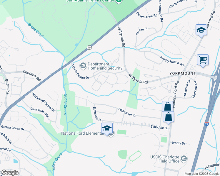 map of restaurants, bars, coffee shops, grocery stores, and more near 522 Cameron Walk Court in Charlotte