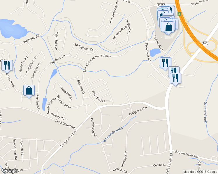 map of restaurants, bars, coffee shops, grocery stores, and more near 5808 KirkWynd Commons Drive in Charlotte