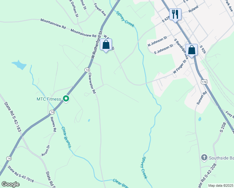 map of restaurants, bars, coffee shops, grocery stores, and more near 108 State Road S-42-1526 in Landrum