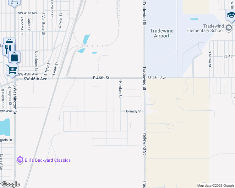 map of restaurants, bars, coffee shops, grocery stores, and more near 256-398 Southeast 46th Avenue in Amarillo
