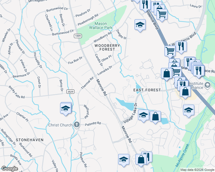 map of restaurants, bars, coffee shops, grocery stores, and more near in Charlotte