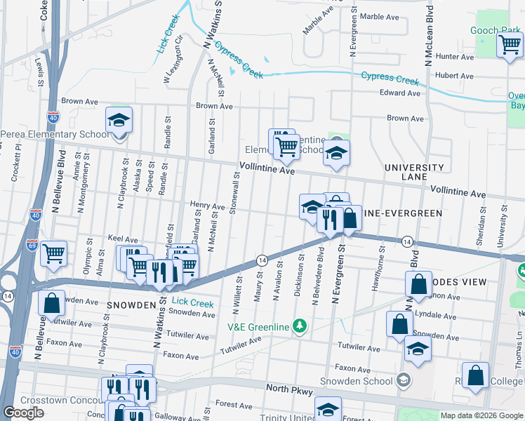 map of restaurants, bars, coffee shops, grocery stores, and more near 839 Maury Street in Memphis