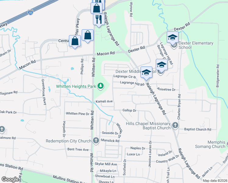 map of restaurants, bars, coffee shops, grocery stores, and more near 1336 Lagrange Downs Road in Shelby County