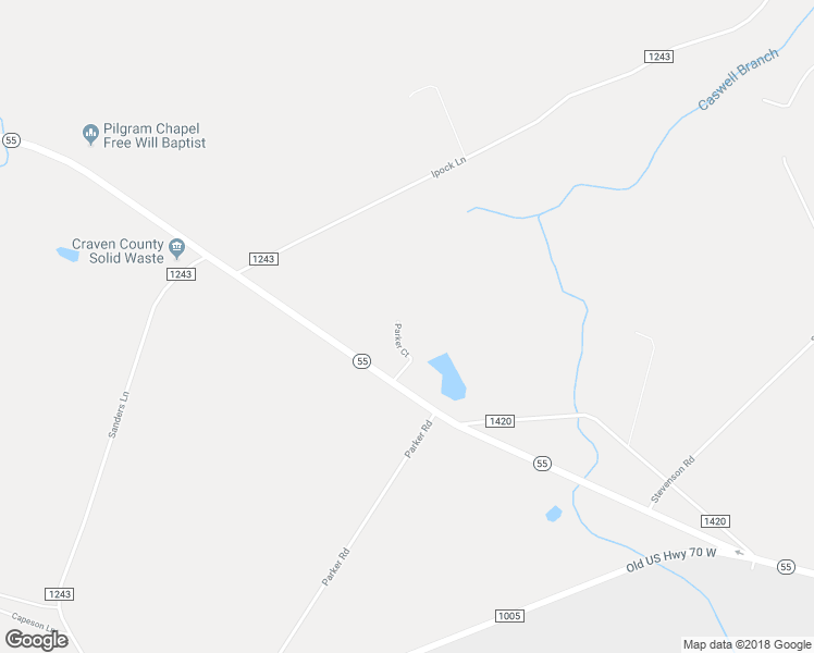 map of restaurants, bars, coffee shops, grocery stores, and more near 6504 Parker Court in New Bern