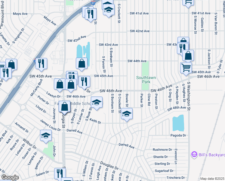 map of restaurants, bars, coffee shops, grocery stores, and more near 2000 West 46th Avenue in Amarillo