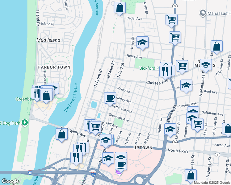 map of restaurants, bars, coffee shops, grocery stores, and more near 664 North 2nd Street in Memphis