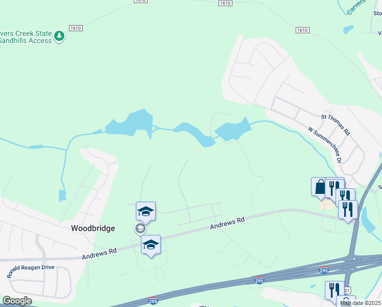 map of restaurants, bars, coffee shops, grocery stores, and more near 6370 Abercarn Way in Fayetteville