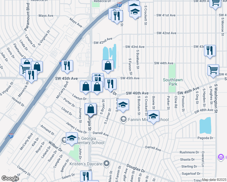 map of restaurants, bars, coffee shops, grocery stores, and more near 4529 Katharina Court in Amarillo